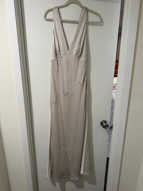 Meshki Beige V-Neck Maxi Dress